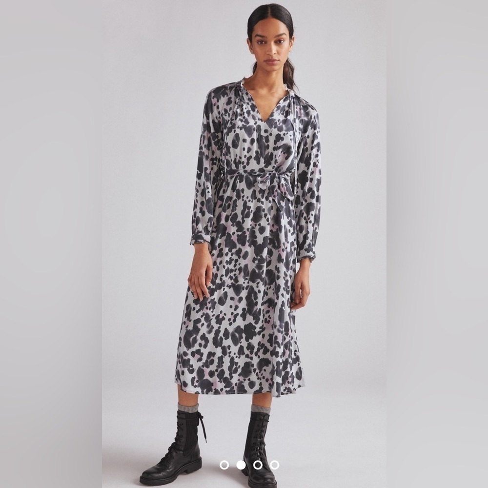 Anthropologie Cloth & Stone Leopard Midi/Maxi Dress Purple Modern Animal Print